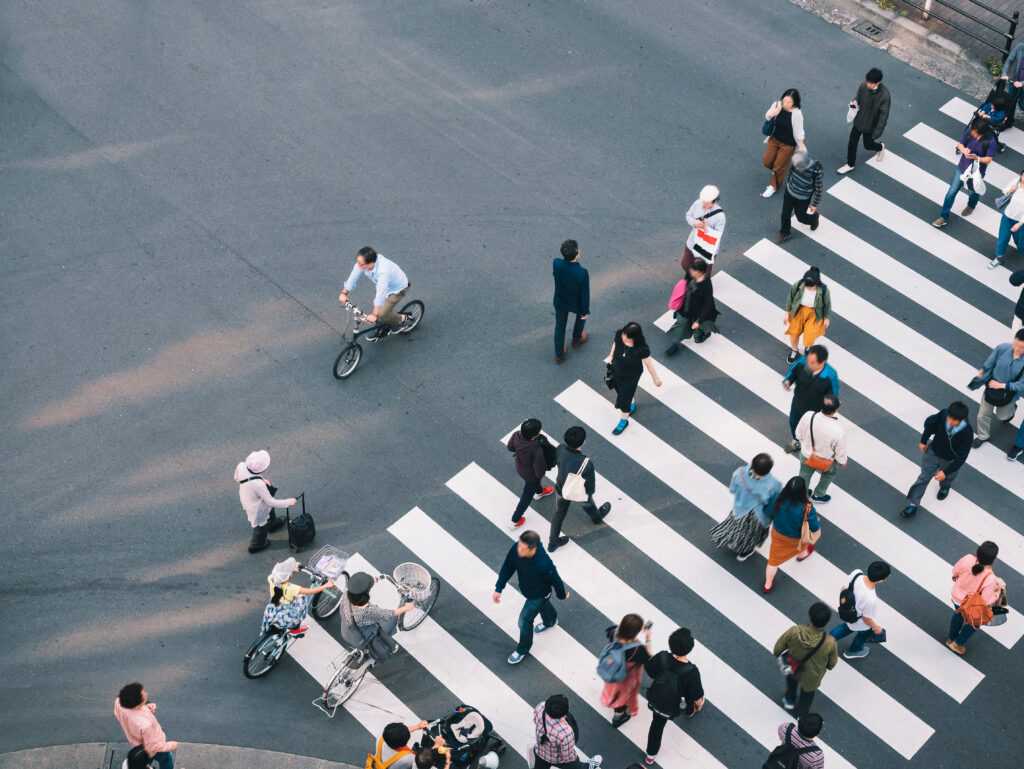 people walking in a city